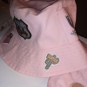 Justice Pink Kids Bucket Hat with Fun Patches & Room For More Has Pocket !